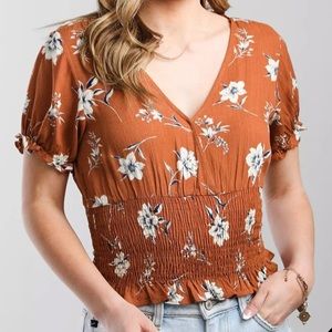 Autumn orange short sleeve blouse